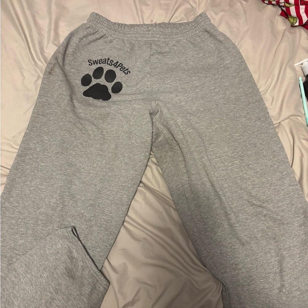 Gray Sweatpants with Paw Print